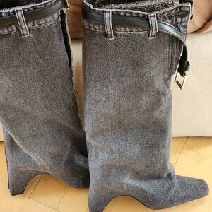 Coperni Dark Grey Denim Bridge Boots Sz 40